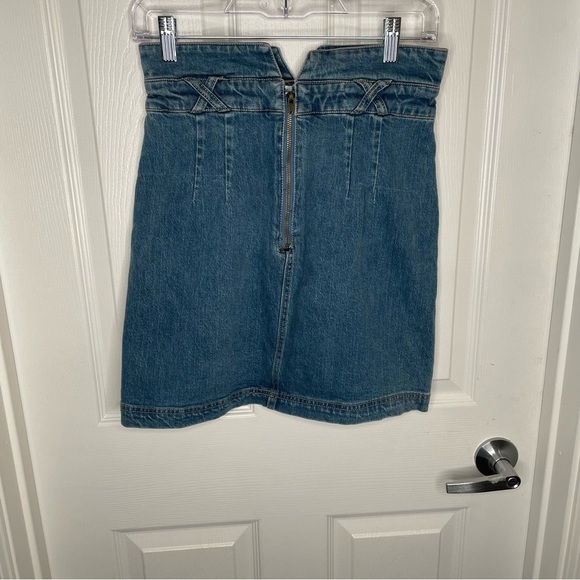 Pilcro Straight Blue Denim Skirt Button Front X Detail Belt Loops Y2K 4 - Picture 2 of 11